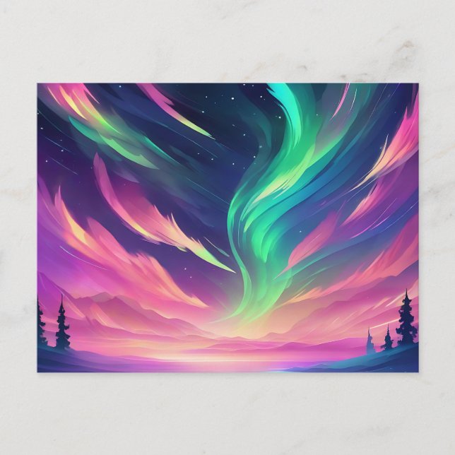 Vibrant Aurora Borealis Vykort (Framsida)
