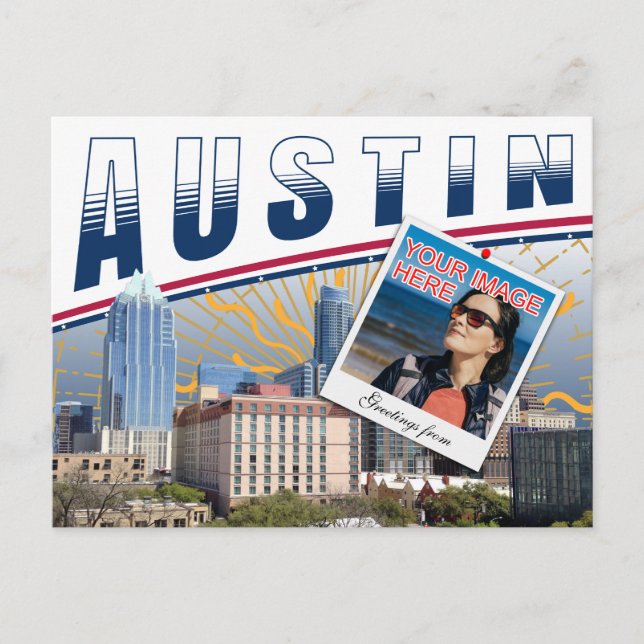 Vibrant Austin Texas Photo Collage Vykort (Framsida)