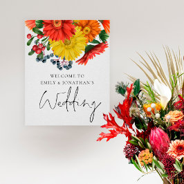 Vibrant Autumn Blommigts Välkommen till Bröllop Po Poster