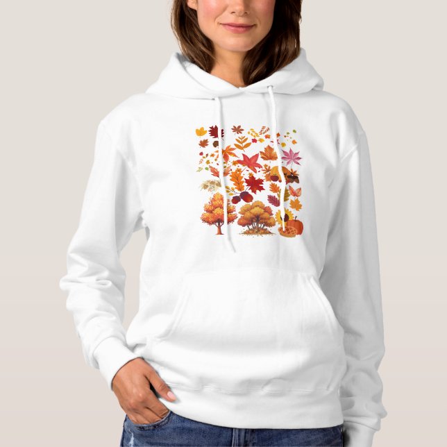 Vibrant Autumn Fall Leaves Clipart Set T Shirt (Framsida)