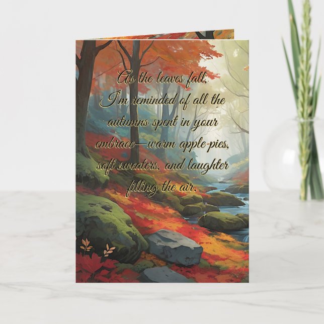 Vibrant Autumn Forest Fall Whispers Typography Helgkort (Framsida)
