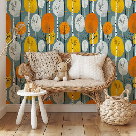 Vibrant Autumn Forest Modern Träd Mönster