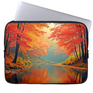 Vibrant Autumn Forest River Laptop Fodral