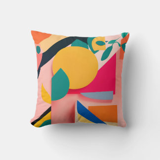 Vibrant Bauhaus Geometric Blommigt Design Kudde