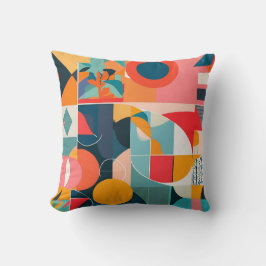 Vibrant Bauhaus Geometric Blommigt Design Kudde