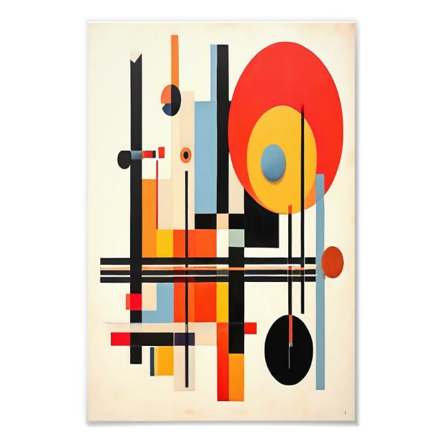 Vibrant Bauhaus-Inspired Geometric Abstrakt Art Fototryck (Framsidan)