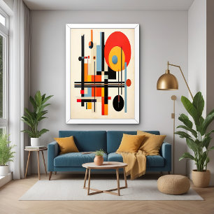 Vibrant Bauhaus-Inspired Geometric Abstrakt Art Poster