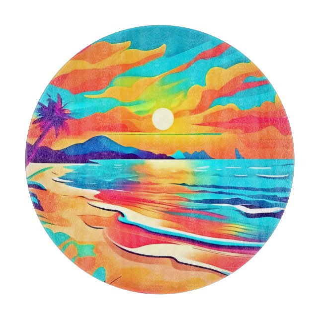 Vibrant Beach Sunset Art (Framsidan)