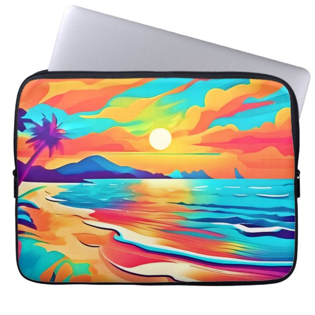 Vibrant Beach Sunset Art Laptop Fodral (Framsidan)