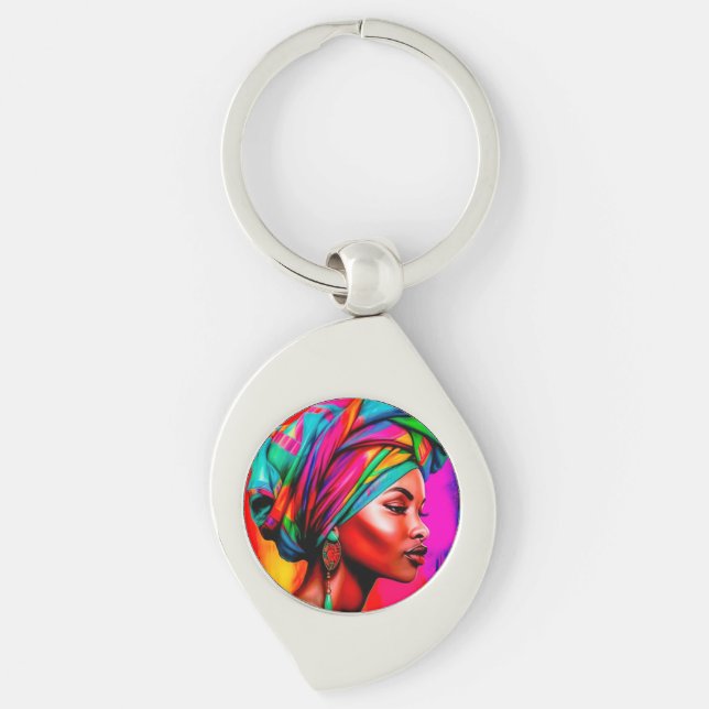 Vibrant Beauty Series 1 Swirl Silverfärgad Nyckelring (Framsidan)