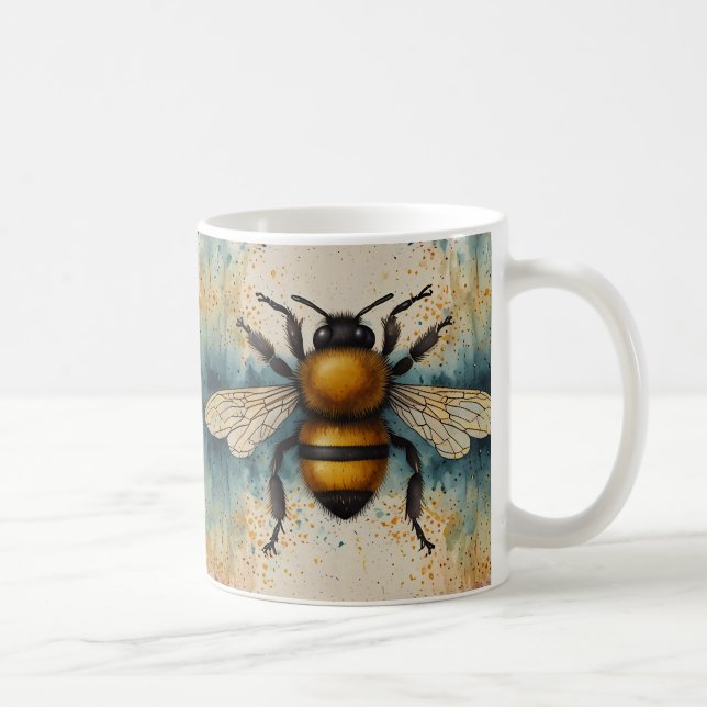 Vibrant Bee Watercolor Mönster Kaffemugg (Höger)