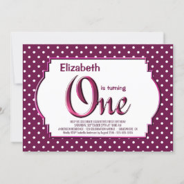 Vibrant Berry Red Polka Dot 1st Birthday Party Inbjudningar