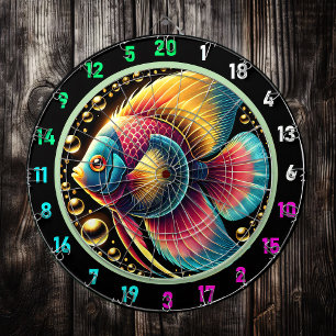 Vibrant Betta Fish Dartboard Decor Darttavla
