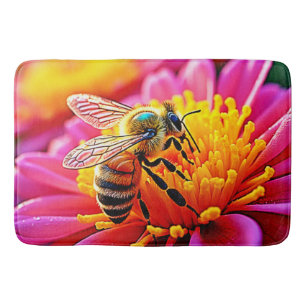 Vibrant bi i blommans design badrumsmatta