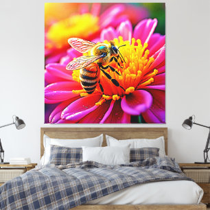 Vibrant bi i blommans design canvastryck