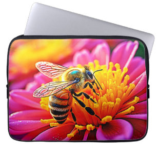 Vibrant bi i blommans design laptop fodral