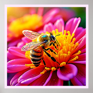 Vibrant bi i blommans design poster