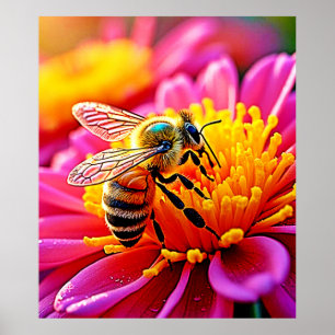 Vibrant bi i blommans design poster