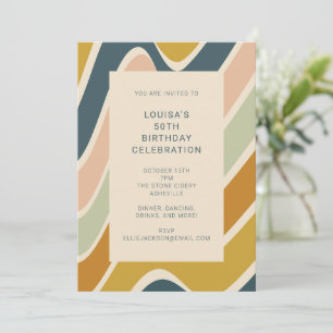 Vibrant Birthday Celebration Retro Abstrakt fet Inbjudningar