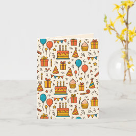 Vibrant Birthday Party Seamless Pattern Kort