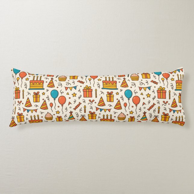 Vibrant Birthday Party Seamless Pattern Kroppskudde (Framsidan)