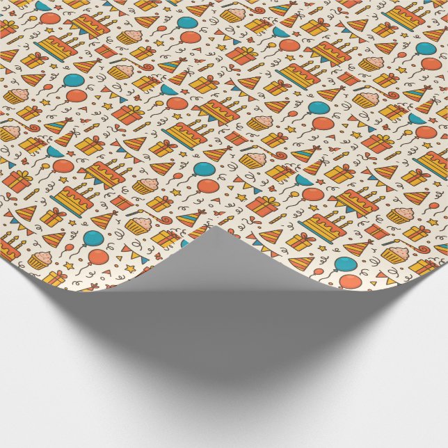 Vibrant Birthday Party Seamless Pattern Presentpapper (Hörn)