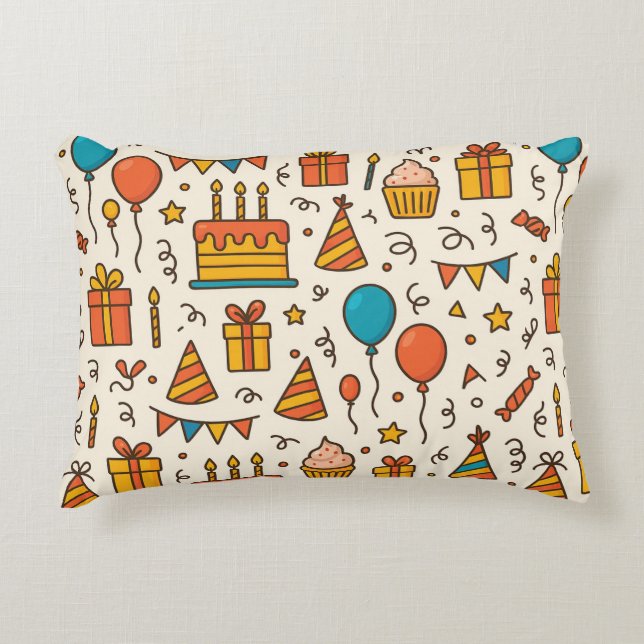 Vibrant Birthday Party Seamless Pattern Prydnadskudde (Framsidan)