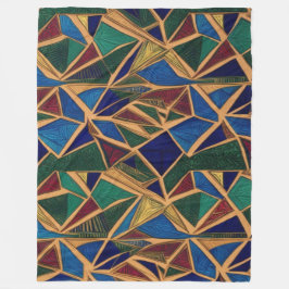 Vibrant blå, Grönt och röd geometrisk Mönster Fleecefilt