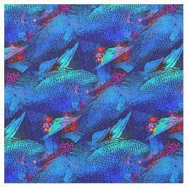 Vibrant blå Tropical Fish Fabric Tyg