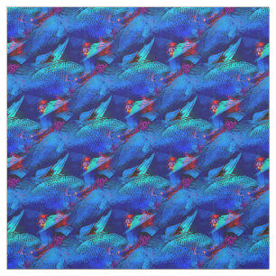 Vibrant blå Tropical Fish Fabric Tyg