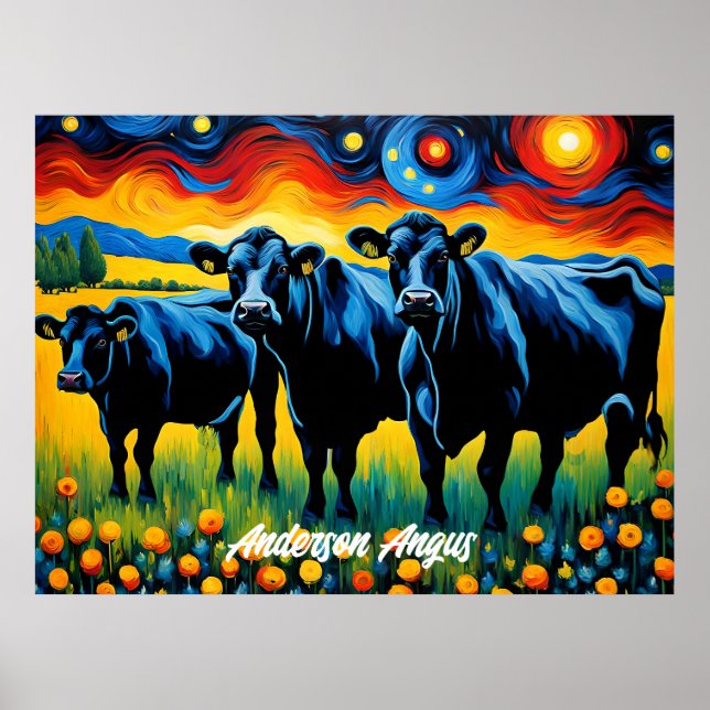 Vibrant Black Angus Cattle Poster (Framsidan)