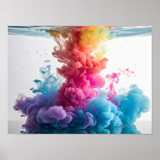Vibrant Bläck Burst i Vatten Poster