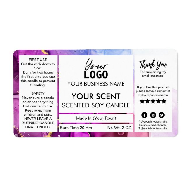 Vibrant Bläck Scented Soy Candle Fraktsedel (Framsidan)