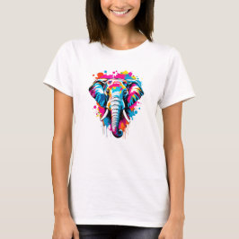 Vibrant Bläck Splatter Elephant Pop Art, färgstark T Shirt