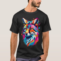 Vibrant Bläck Splatter Fox Pop Art, färgstark T Shirt