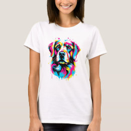 Vibrant Bläck Splatter Hund Pop Art, färgstark T Shirt