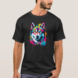 Vibrant Bläck Splatter Husky Pop Art, färgstark T Shirt