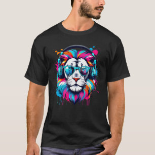 Vibrant Bläck Splatter Swag Lejon pop Art, färgsta T Shirt