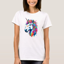 Vibrant Bläck Splatter Unicorn Pop Art, färgstark T Shirt