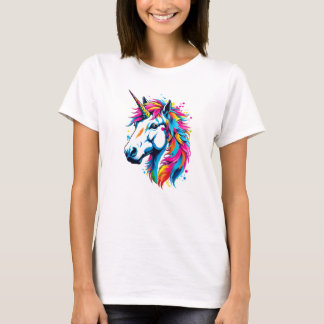 Vibrant Bläck Splatter Unicorn Pop Art, färgstark T Shirt