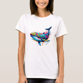 Vibrant Bläck Splatter Whale Pop Art, färgstark T Shirt