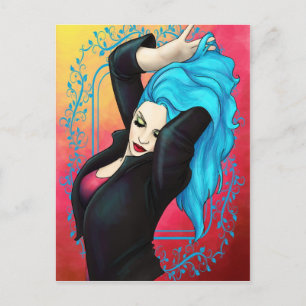 Vibrant blått Pinup Vykort