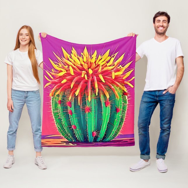 Vibrant Blodkaktus Fleecefilt (På plats)