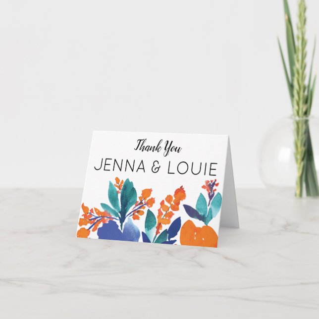 Vibrant Blommigt Bloom - tackkort Inbjudan (Framsida)