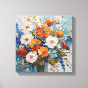 Vibrant Blommigt Bouquet i Colorful Vas Canvastryck