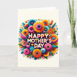 Vibrant Blommigt Bouquet - Lycklig Mors dag Helgkort