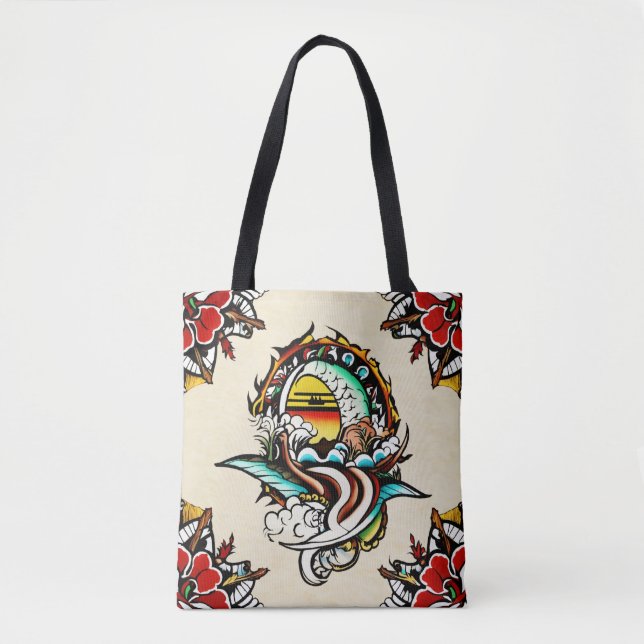 "Vibrant Blommigt Canvas Tote Bag" Tygkasse (Framsida)