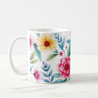 Vibrant Blommigt Coffee Mugg - Watercolor Flowers