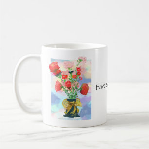 Vibrant Blommigt Elegance: a Charming Pastel Kaffemugg