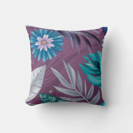 Vibrant Blommigt Fantasy på Deep Lila Canvas Kudde